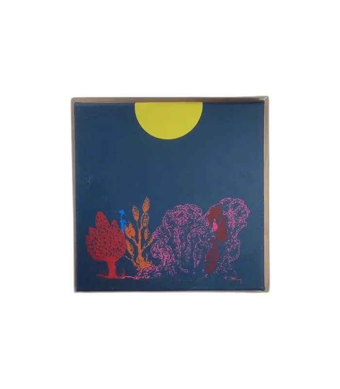 صخره، درخت، پرنده لینو (زرد)